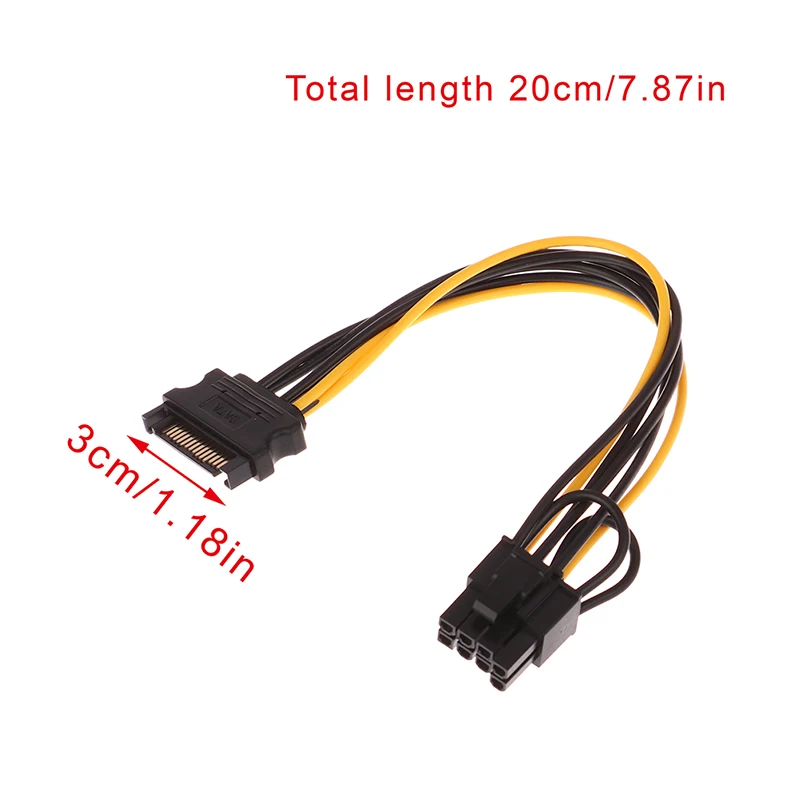1Pc 15Pin SATA Male to 8Pin(6+2) PCI-E Power Supply Cable 20cm Graphics Card Power Converter Cable 20cm
1Pc 15Pin SATA Male to 8Pin(6+2) PCI-E Power Supply Cable 20cm Graphics Card Power Converter Cable 20cm