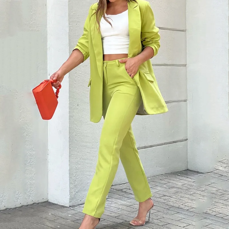 2023 Spring Women's New Pants Set Fashion Solid Color Long-sleeved Suit Jacket Straight Pants 2 Sets
2023 Spring Women's New Pants Set Fashion Solid Color Long-sleeved Suit Jacket Straight Pants 2 Sets