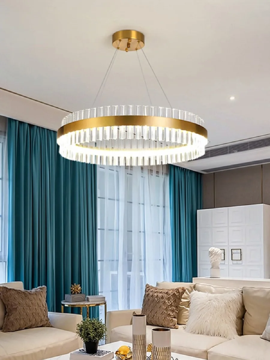 Included LED Strip Post-modern Golden Round Indoor LED Pendant Light With High Quality Crystal In Living Room Dining Room
Included LED Strip Post-modern Golden Round Indoor LED Pendant Light With High Quality Crystal In Living Room Dining Room