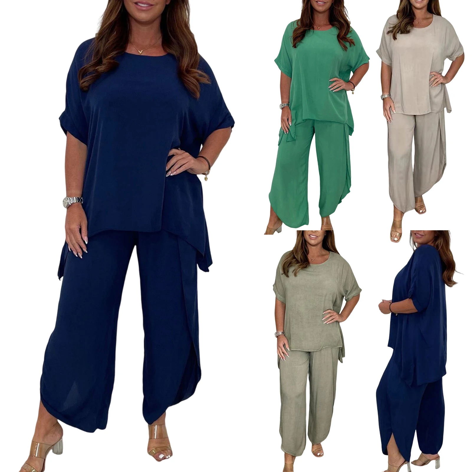 2023 Summer Fashion New Set Pullover Top Pants Set Solid Color Short Sleeve Top Trouser Elastic Waist Soft Home Sets
2023 Summer Fashion New Set Pullover Top Pants Set Solid Color Short Sleeve Top Trouser Elastic Waist Soft Home Sets