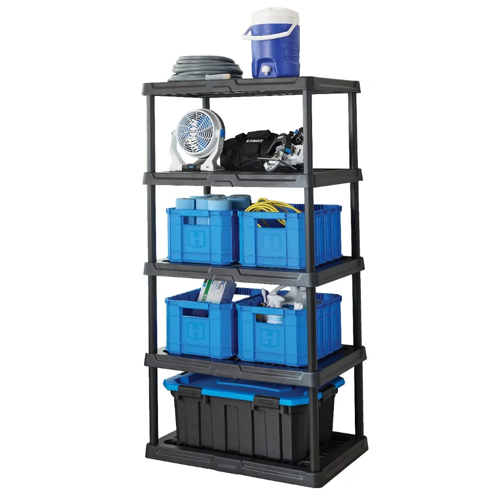 HART 5 Tier 24"x 36"x 70.2" Plastic Ventilated Shelf Unit,1000 lbs. Capacity, Black Workshop Organizer Book Shelf
HART 5 Tier 24"x 36"x 70.2" Plastic Ventilated Shelf Unit,1000 lbs. Capacity, Black Workshop Organizer Book Shelf