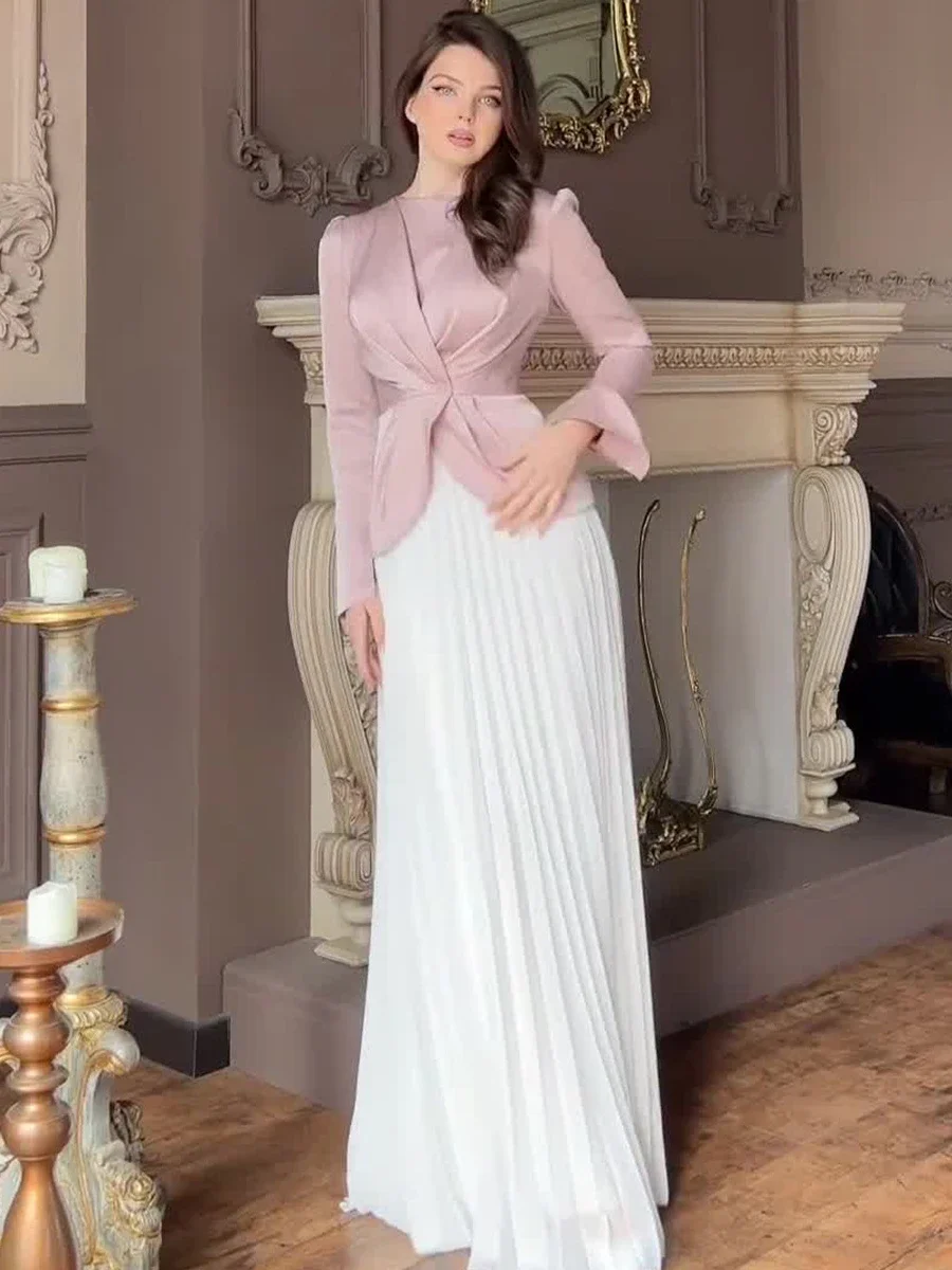 Ид мусульманское женское осеннее плиссированное платье Дубай Vestidos на шнуровке
