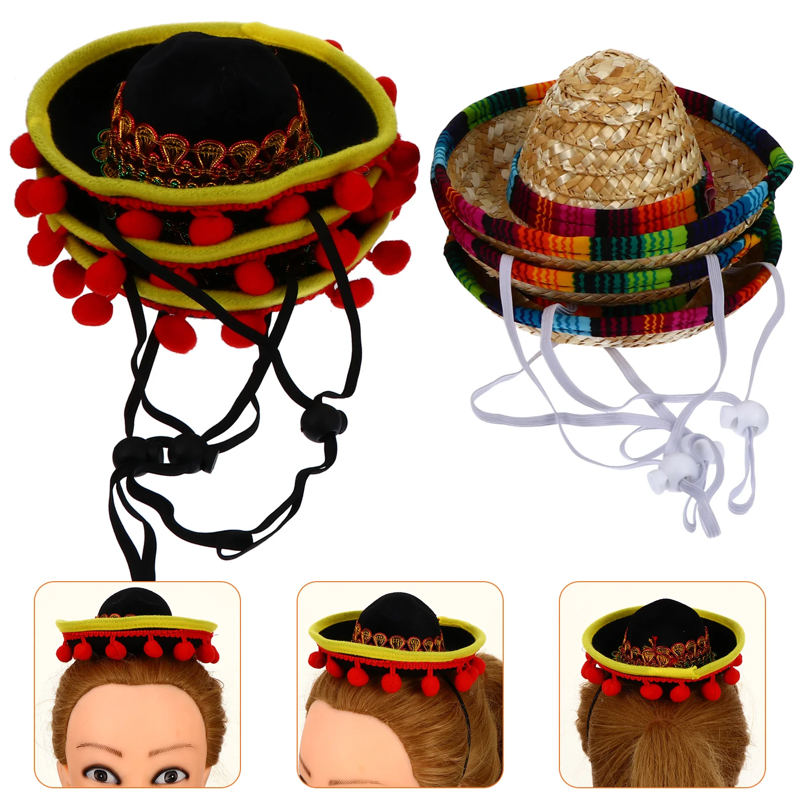 

Hats Party Hat Sombrero Straw Mexican Mini Fiesta Cowboy Cap De Cinco Mayo Round Dress Beach Fancy Carnival Festival Pets