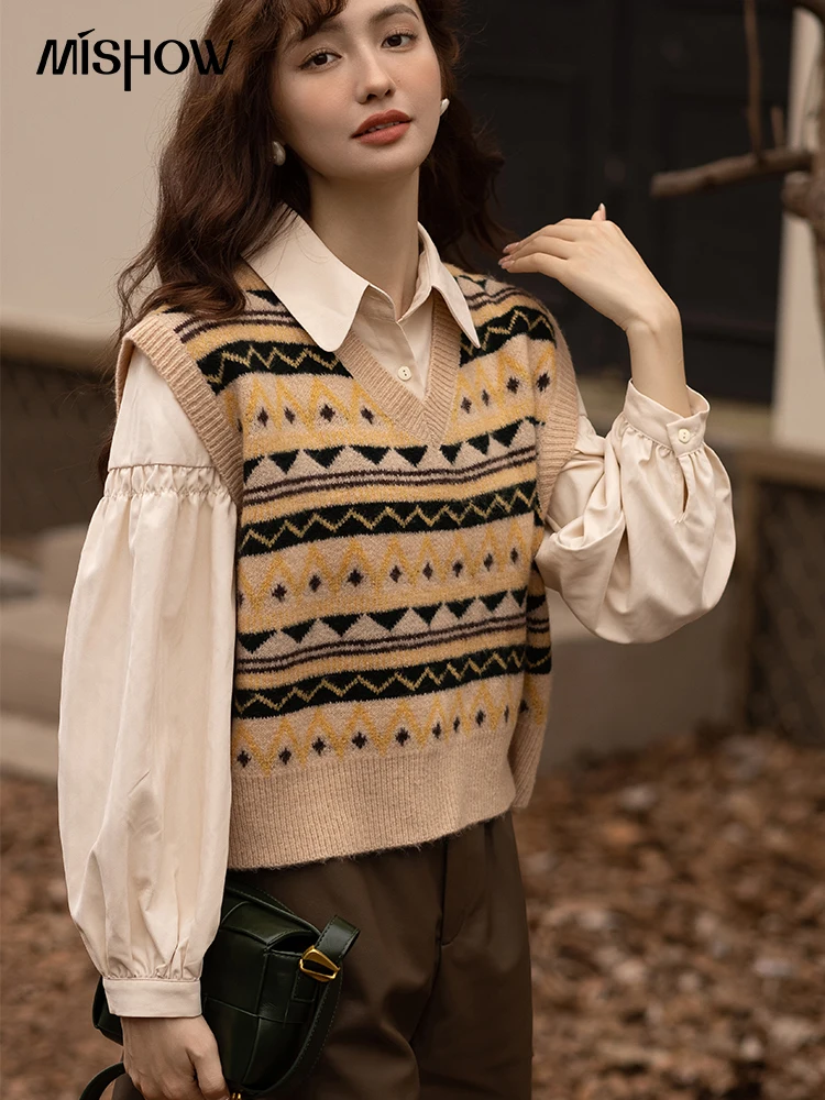 MISHOW Sweater Vest 2023 Autumn Winter Knitwears Argyle Knit Vintage Vneck Pullover Korean Fashion New Women Clothing MXB36Z1210
MISHOW Sweater Vest 2023 Autumn Winter Knitwears Argyle Knit Vintage Vneck Pullover Korean Fashion New Women Clothing MXB36Z1210