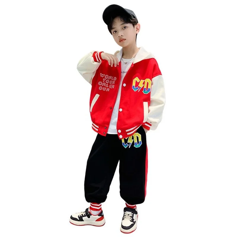Fashion Kid Boys Clothes Suits Spring Autumn Baseball Uniform Jacket+Pants 2pcs Teenage Patchwork Hoodid Casusl Outerwear 4-14 Y
Fashion Kid Boys Clothes Suits Spring Autumn Baseball Uniform Jacket+Pants 2pcs Teenage Patchwork Hoodid Casusl Outerwear 4-14 Y