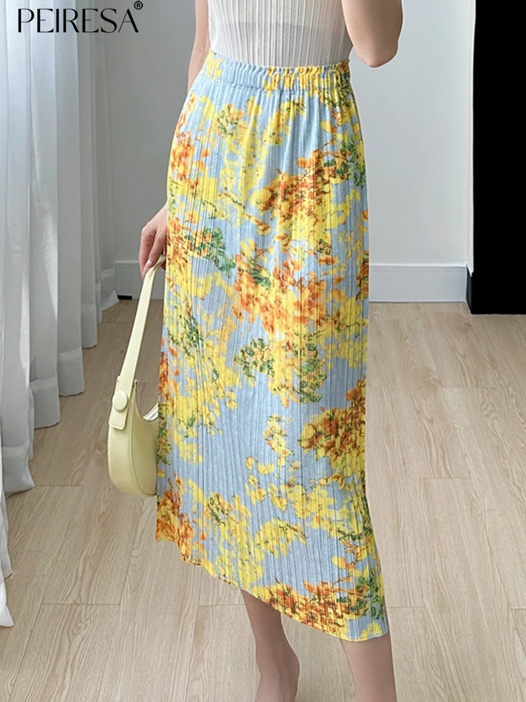 PEIRESA Miyake Floral Print Pleated Skirts For Woman 2023 Summer New Korean Fashon Casual High Waist With Elastic Midi Skirt
PEIRESA Miyake Floral Print Pleated Skirts For Woman 2023 Summer New Korean Fashon Casual High Waist With Elastic Midi Skirt