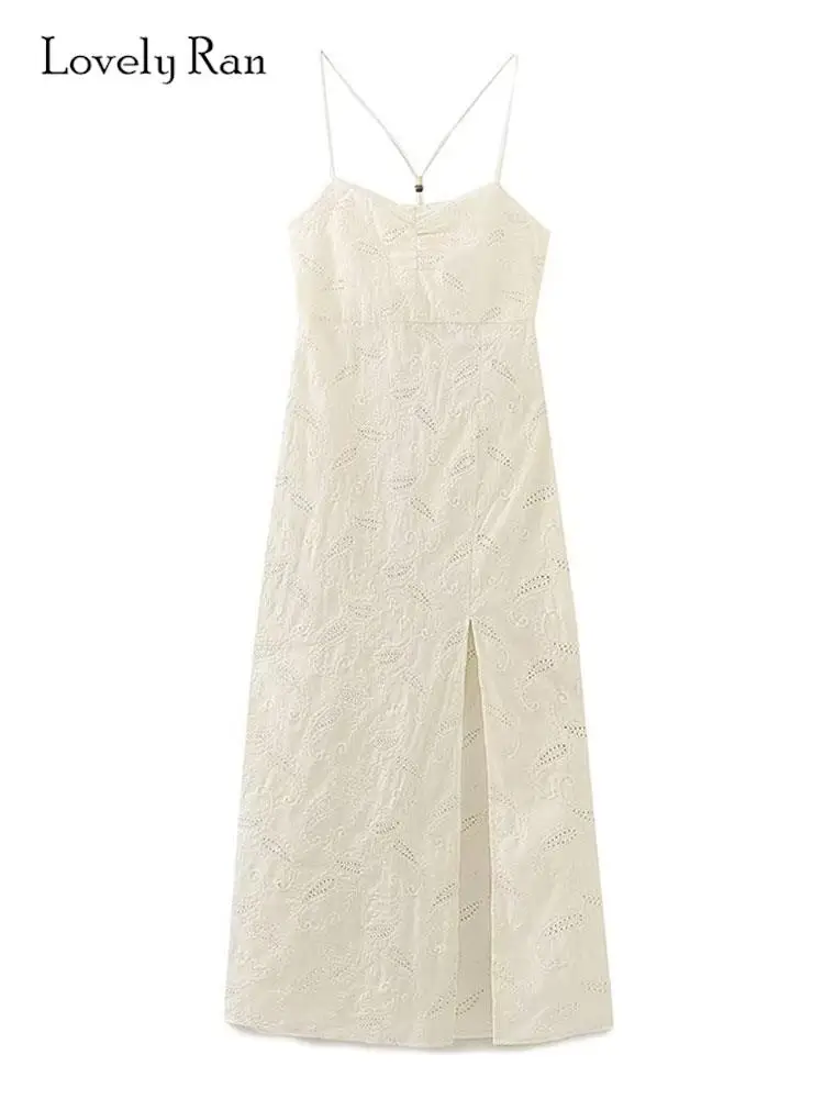 Fashion Hollow Out Embroidery Spaghetti Strap Dresses Women Sexy Sleeveless Slim Split Dress Female Chic Solid Party Vestido 
Fashion Hollow Out Embroidery Spaghetti Strap Dresses Women Sexy Sleeveless Slim Split Dress Female Chic Solid Party Vestido