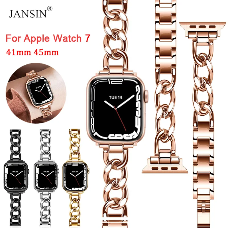 Металлическая цепь для Apple Watch 7 41 мм 45 мм, браслет из нержавеющей стали для Apple Watch 6 5 4 Band 38 мм 42 мм 44 мм 40 мм, ремешок для часов
Металлическая цепь для Apple Watch 7 41 мм 45 мм, браслет из нержавеющей стали для Apple Watch 6 5 4 Band 38 мм 42 мм 44 мм 40 мм, ремешок для часов