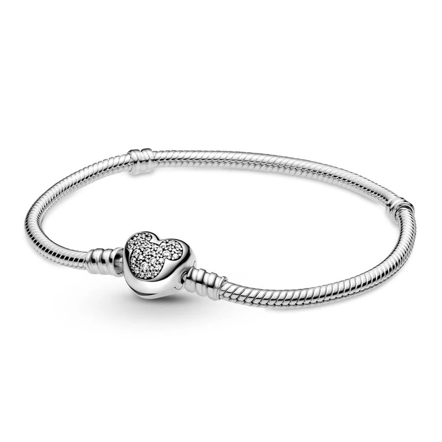 Original 925 Sterling Silver Moments Mouse Heart Clasp Snake Chain Bracelet Bangle Fit Bead Charm Diy Fashion Jewelry
Original 925 Sterling Silver Moments Mouse Heart Clasp Snake Chain Bracelet Bangle Fit Bead Charm Diy Fashion Jewelry