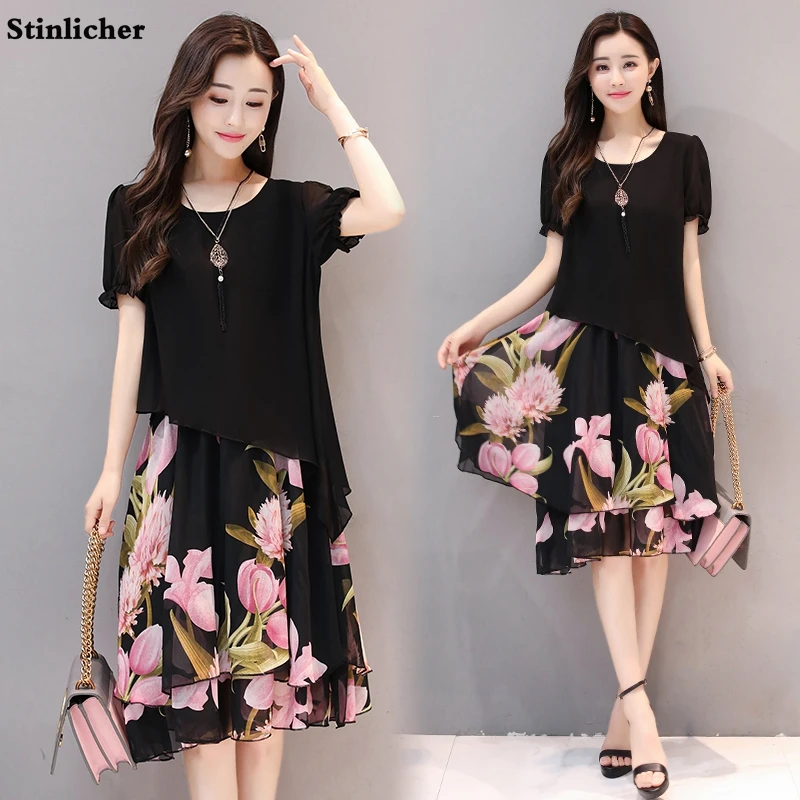 Fashion Flower Print Chiffon Women's Dress Casual Loose Irregular Fake Two Piece Midi Beach Dress Female Vestido
Fashion Flower Print Chiffon Women's Dress Casual Loose Irregular Fake Two Piece Midi Beach Dress Female Vestido