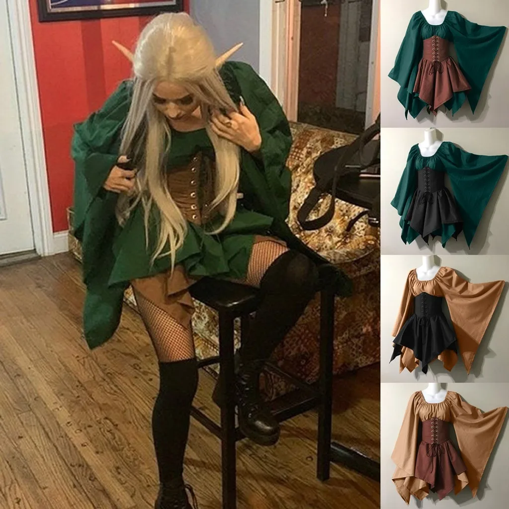 Women Victorian Gothic Medieval Dress Elf Elves Cosplay Costumes Fairy with Bandage Corset Retro Clothing for Halloween Carnival
Women Victorian Gothic Medieval Dress Elf Elves Cosplay Costumes Fairy with Bandage Corset Retro Clothing for Halloween Carnival