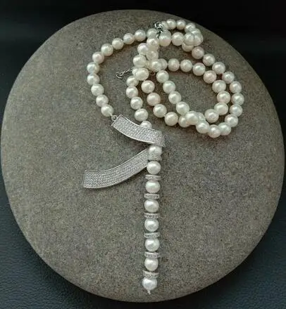 Hand knotted natural 8-9mm white freshwater pearl necklace zircon accessories necklace fashion jewelry 65cm long
Hand knotted natural 8-9mm white freshwater pearl necklace zircon accessories necklace fashion jewelry 65cm long