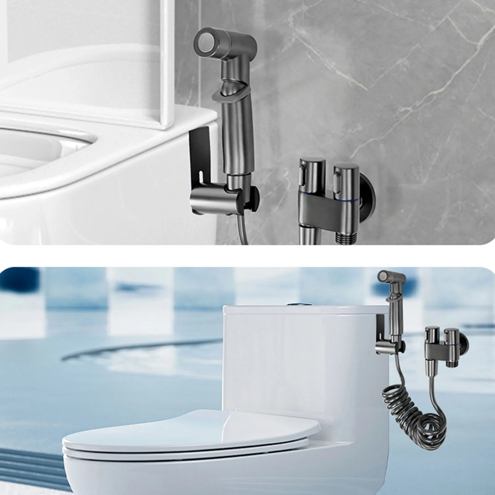 Bathroom Accessory Sets Handheld Toliet Spray Nozzle1 In 2 Out Dual Control Valve Hose Hanging Bracket Decorative Cover
Bathroom Accessory Sets Handheld Toliet Spray Nozzle1 In 2 Out Dual Control Valve Hose Hanging Bracket Decorative Cover
