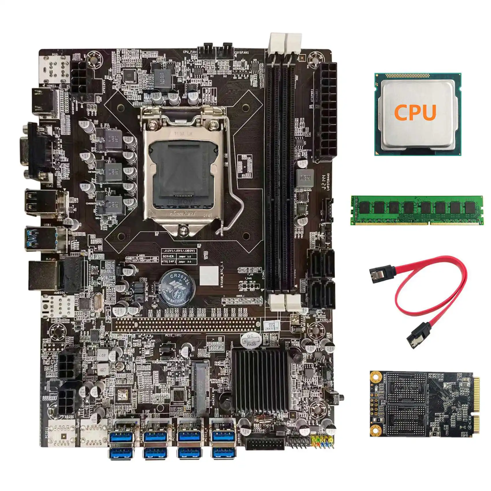 B75 USB BTC Mining Motherboard+Random CPU+DDR3 4GB 1600Mhz RAM+128G SSD+SATA Cable LGA1155 8XPCIE to USB B75 BTC Board
B75 USB BTC Mining Motherboard+Random CPU+DDR3 4GB 1600Mhz RAM+128G SSD+SATA Cable LGA1155 8XPCIE to USB B75 BTC Board