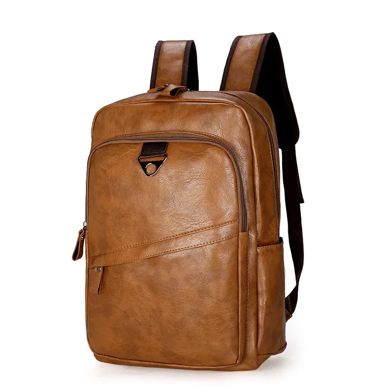 

Men PU Leather Bagpack Large Laptop Backpacks Male Mochilas Casual Schoolbag For Teenagers Boys High Quality Rucksack