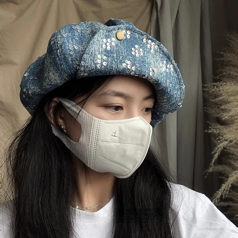 Korean Designer Fashion Sequined Denim Beret Spring and Summer Women Elegant Octagonal Cloud Hat Outdoor Versatile Painter Cap
Korean Designer Fashion Sequined Denim Beret Spring and Summer Women Elegant Octagonal Cloud Hat Outdoor Versatile Painter Cap