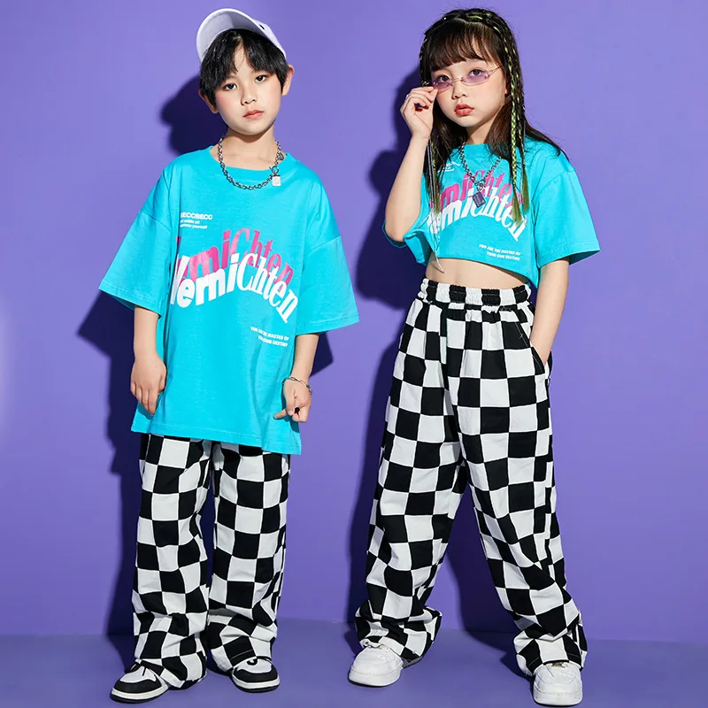 Kid Kpop Hip Hop Clothing Oversized T Shirt Crop Top Checkered Streetwear Casual Pants for Girl Boy Jazz Dance Costume Clothes
Kid Kpop Hip Hop Clothing Oversized T Shirt Crop Top Checkered Streetwear Casual Pants for Girl Boy Jazz Dance Costume Clothes