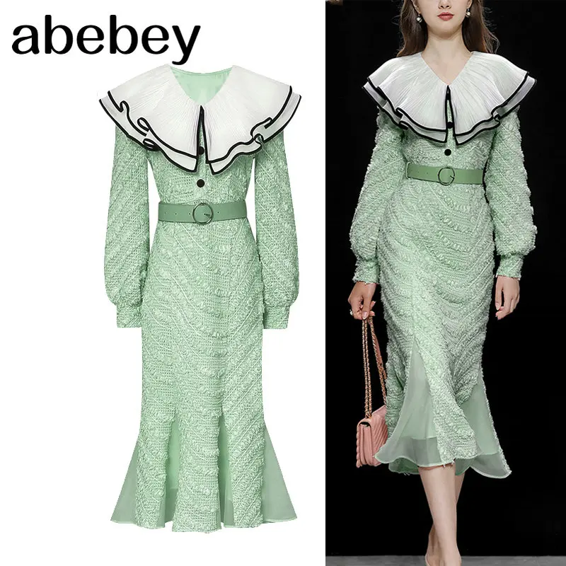 Women Runway Fashion Peter Pan Collar Slim Elegant Office Lady Dress Knee Length Spring Autumn Casual Vestidos Zaful New
Women Runway Fashion Peter Pan Collar Slim Elegant Office Lady Dress Knee Length Spring Autumn Casual Vestidos Zaful New