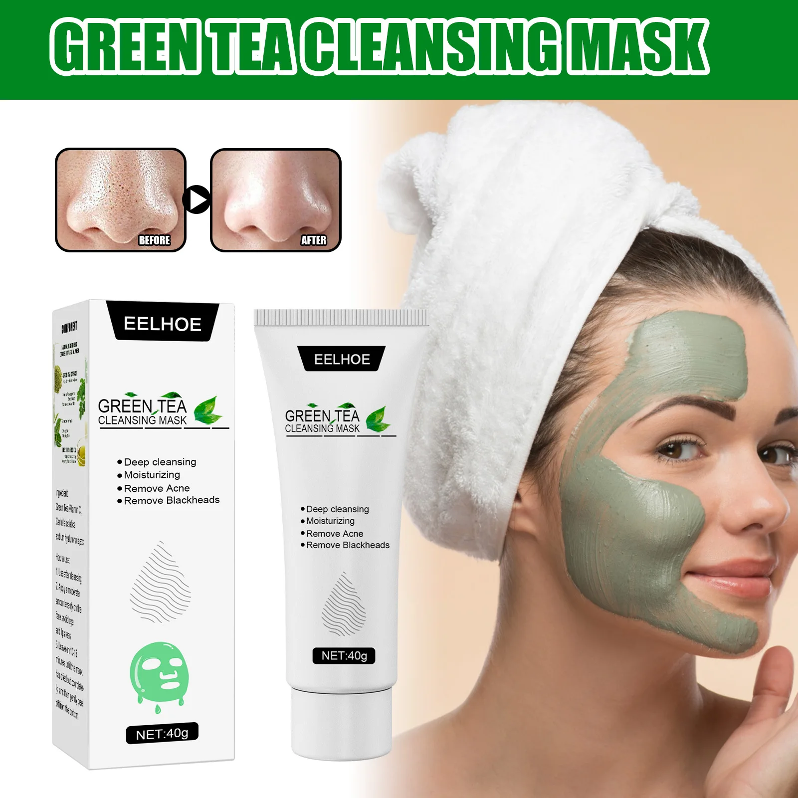 Green Tea Tear and Pull Facial Mask Apply Facial Mask To Moisturize and Induce Blackheads Acne Facial Skin Is Gentle and Clean
Green Tea Tear and Pull Facial Mask Apply Facial Mask To Moisturize and Induce Blackheads Acne Facial Skin Is Gentle and Clean