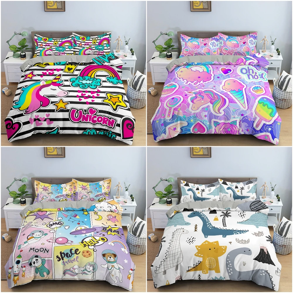 Cartoon Unicorn Bedding Set Soft Duvet Cover Comforter Bedding Quilt Cover 2/3 Pieces Kids Bed Set Single Twin Full Queen King
Cartoon Unicorn Bedding Set Soft Duvet Cover Comforter Bedding Quilt Cover 2/3 Pieces Kids Bed Set Single Twin Full Queen King