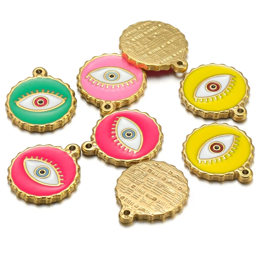 4pcs Stainless Steel Evil Eye Charms Round Enamel Charm Pendant Connector for Earrings Diy Jewelry Making Supplies Wholesale
4pcs Stainless Steel Evil Eye Charms Round Enamel Charm Pendant Connector for Earrings Diy Jewelry Making Supplies Wholesale