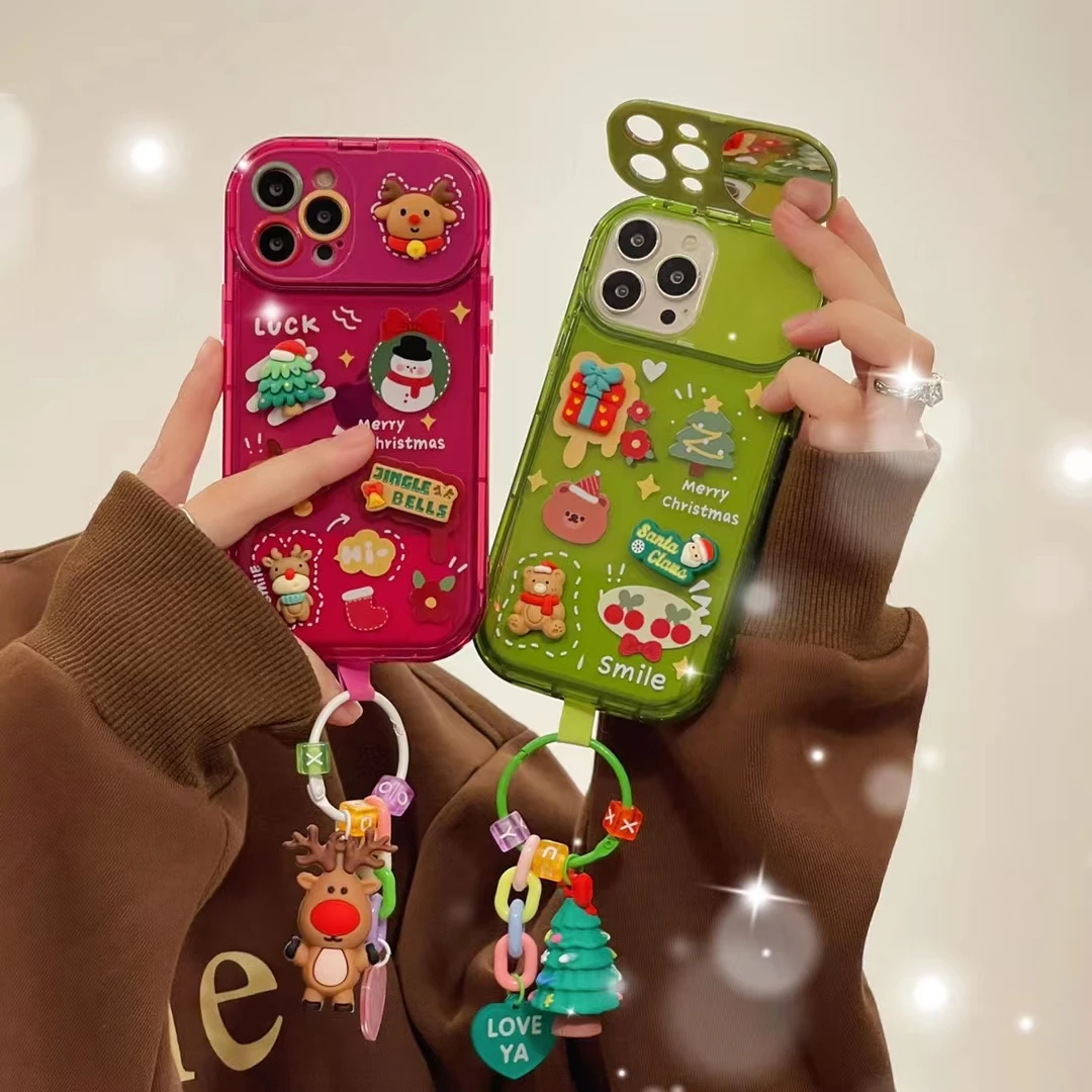 Merry christmas gift with makeup mirror holder 3D tree reindeer Ornament Phone Case For Iphone 11 12 13 14 Pro Xs Max Xr Cover
Merry christmas gift with makeup mirror holder 3D tree reindeer Ornament Phone Case For Iphone 11 12 13 14 Pro Xs Max Xr Cover