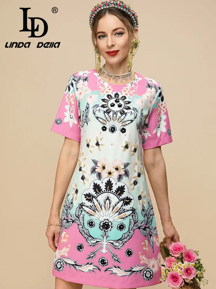 Женское короткое платье с блестками LD LINDA DELLA, розовое мини-платье с коротким рукавом и вечерние, лето 2019 
Женское короткое платье с блестками LD LINDA DELLA, розовое мини-платье с коротким рукавом и вечерние, лето 2019