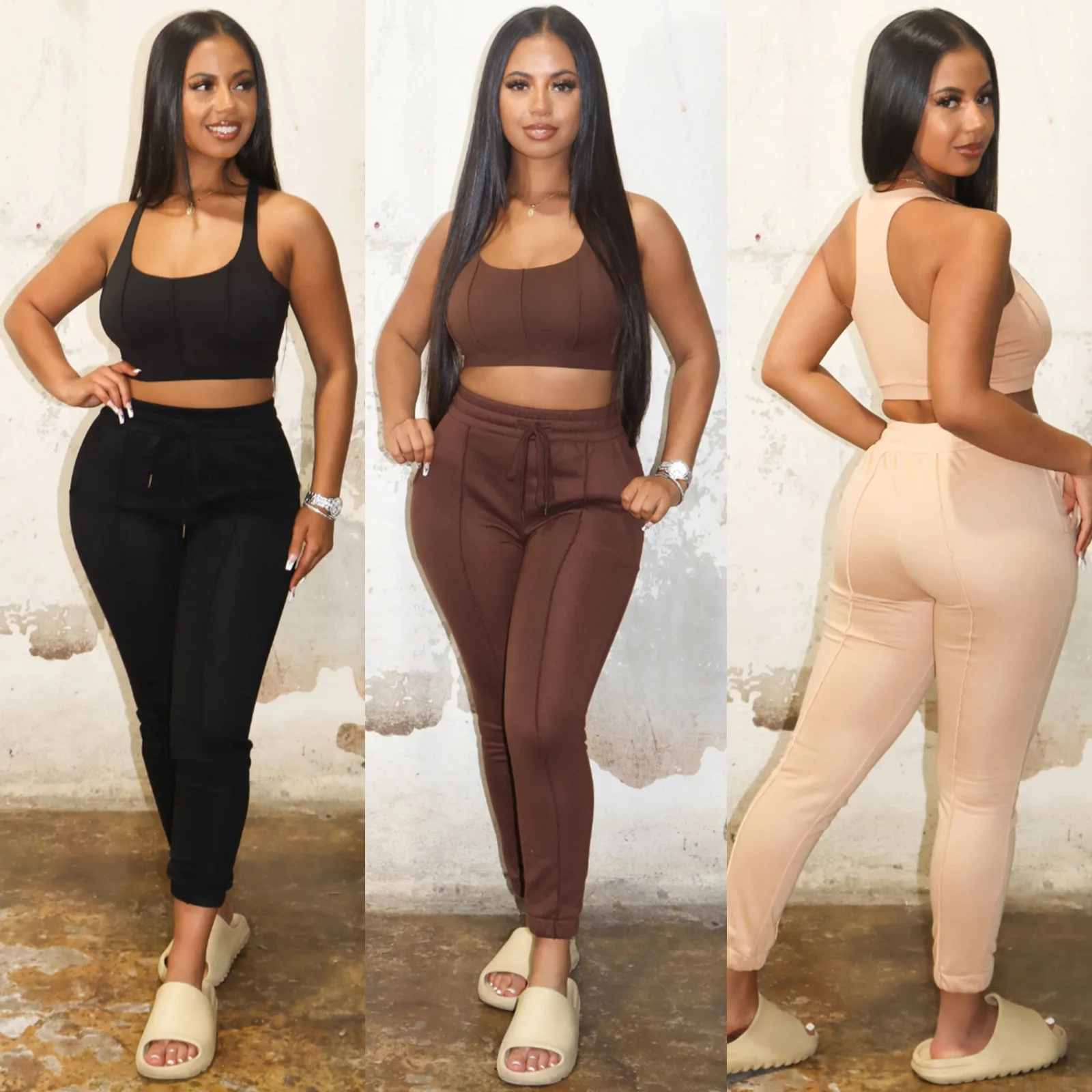Sporty Two Piece Set Casual Sportswear Women Sexy Sleeveless Crop Top Drawstring Sweatpants Casual Workout Active Wear Outfits
Sporty Two Piece Set Casual Sportswear Women Sexy Sleeveless Crop Top Drawstring Sweatpants Casual Workout Active Wear Outfits