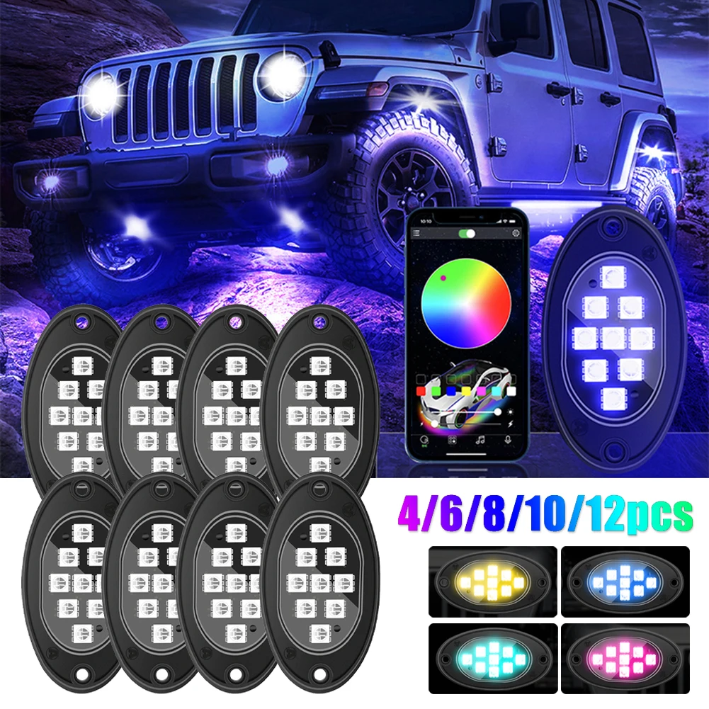 4/6/8/10/12 Pods Car LED Rock Lights Music Mode APP Remote Control Neon Underglow Lighting Kit For Off-Road SUV ATV Auto Parts
4/6/8/10/12 Pods Car LED Rock Lights Music Mode APP Remote Control Neon Underglow Lighting Kit For Off-Road SUV ATV Auto Parts