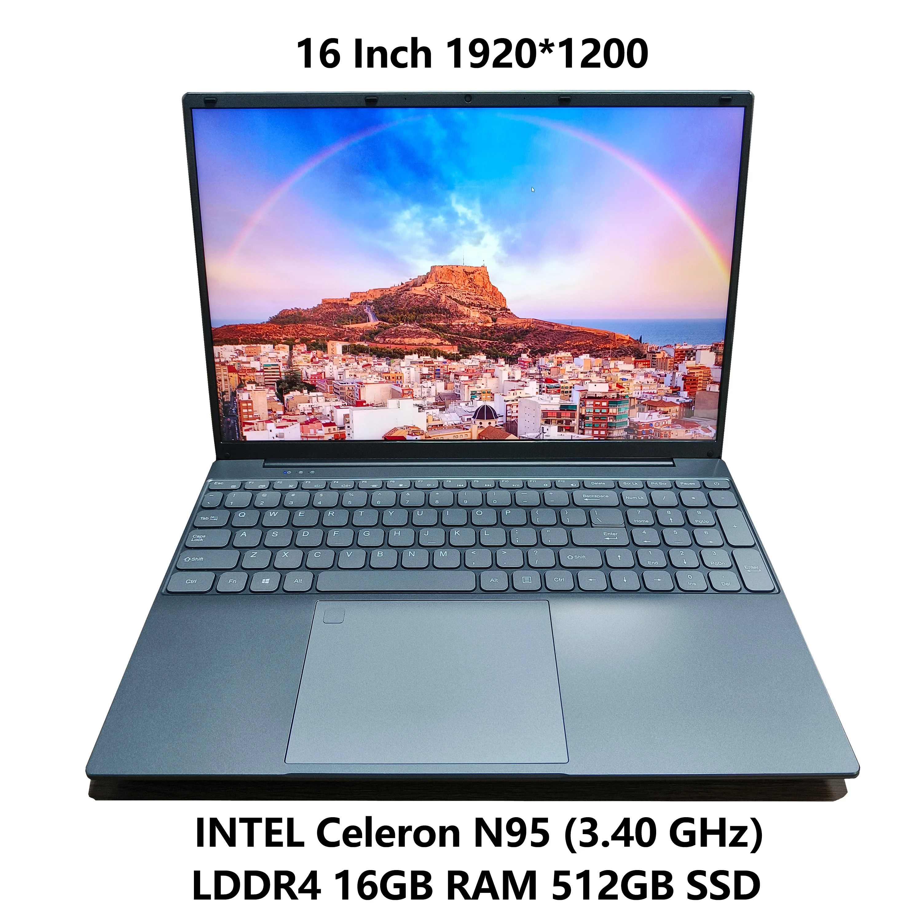 

IKIA 16 inch 1920*1200 IPS Laptop INTEL Celeron N95 3.4GHz Intel UHD Graphics 16EU 1.20 GHz 16GB RAM 512GB SSD Gaming Laptops