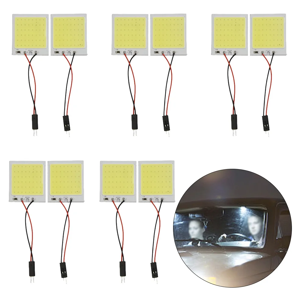 10pcs COB LED Panel Lights 48 SMD T10 12V Car Panel LED Lights Lamp Bulb Car Dome Light Car Panel Bulb Kit Car Interior Parts
10pcs COB LED Panel Lights 48 SMD T10 12V Car Panel LED Lights Lamp Bulb Car Dome Light Car Panel Bulb Kit Car Interior Parts