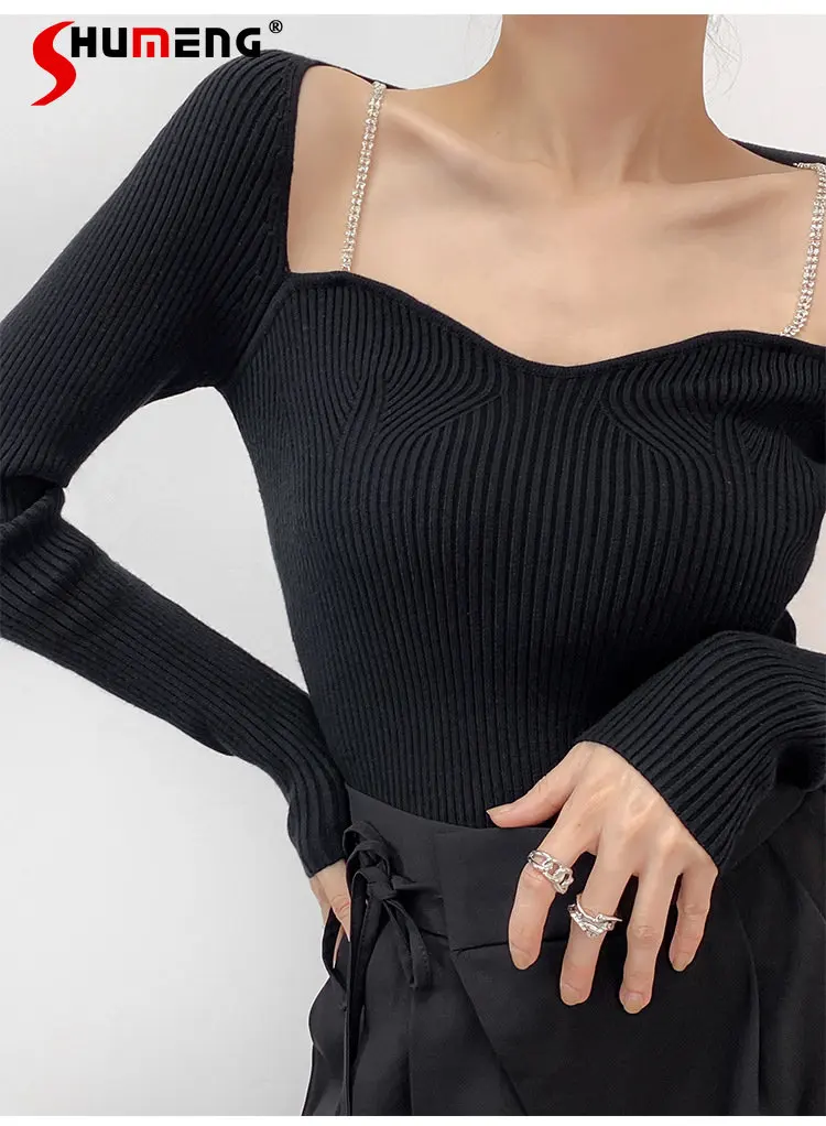 Женский осенне-зимний вязаный свитер Стразы, универсальные сексуальные топы с открытыми плечами и длинным рукавом, трикотажная рубашка
Женский осенне-зимний вязаный свитер Стразы, универсальные сексуальные топы с открытыми плечами и длинным рукавом, трикотажная рубашка