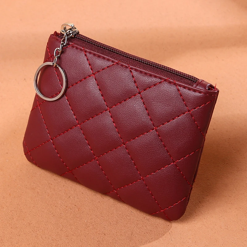 Women Leather Zipper Coin Purse Small Lipstick Bag Clutch Wallet Keychain Money Bag Designer Diamond Pattern Short Change Pouch
Women Leather Zipper Coin Purse Small Lipstick Bag Clutch Wallet Keychain Money Bag Designer Diamond Pattern Short Change Pouch