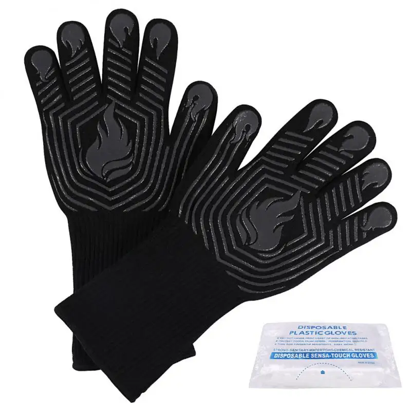 

BBQ Oven Gloves 800 Degrees Fireproof Heat Resistant Gloves Silicone Oven Mitts Barbecue Heat Lnsulation Microwave Gloves