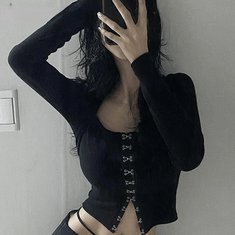 Dinboa-gothic Women's T-shirts Long Sleeve Female Punk Style Shirt Grunge Fairycore Streetwear Slim Outfit Crop Tops Harajuku
Dinboa-gothic Women's T-shirts Long Sleeve Female Punk Style Shirt Grunge Fairycore Streetwear Slim Outfit Crop Tops Harajuku