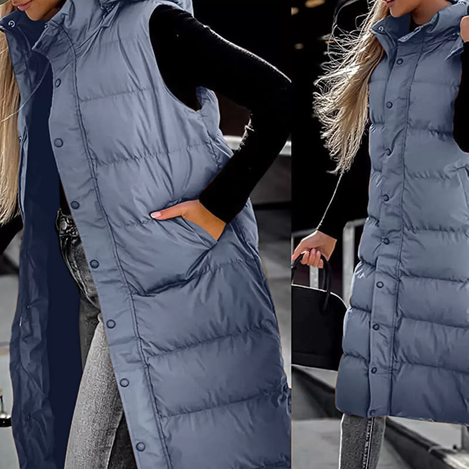 NEW IN Girls Long Breasted Denim Jacket Womens Long Hoodie Vest Winter Sleeveless Coat Warm Down Coat With Pockets Quilted Outdo
NEW IN Girls Long Breasted Denim Jacket Womens Long Hoodie Vest Winter Sleeveless Coat Warm Down Coat With Pockets Quilted Outdo