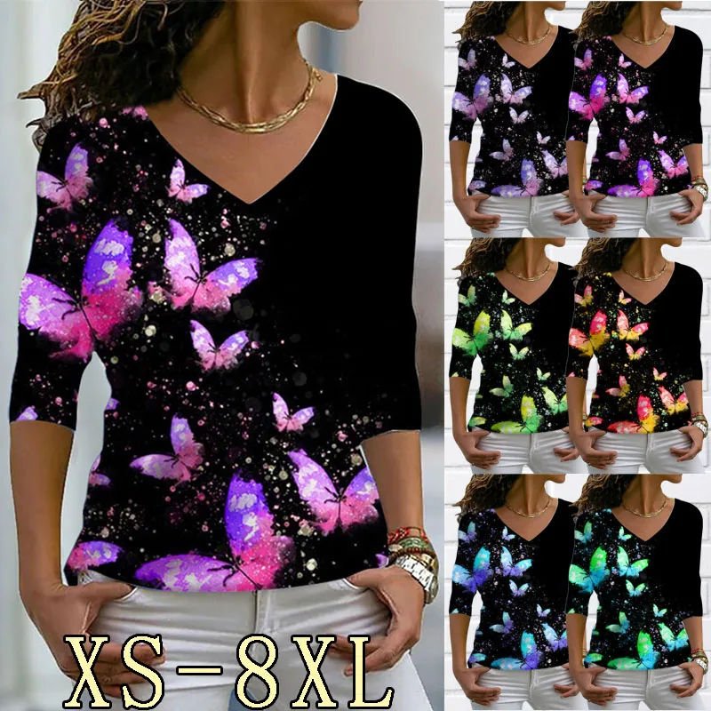 2022 Autumn and Winter New Women's Fashion Personality V-neck Butterfly Print Pullover Casual Retro Long Sleeves XS-8XL
2022 Autumn and Winter New Women's Fashion Personality V-neck Butterfly Print Pullover Casual Retro Long Sleeves XS-8XL