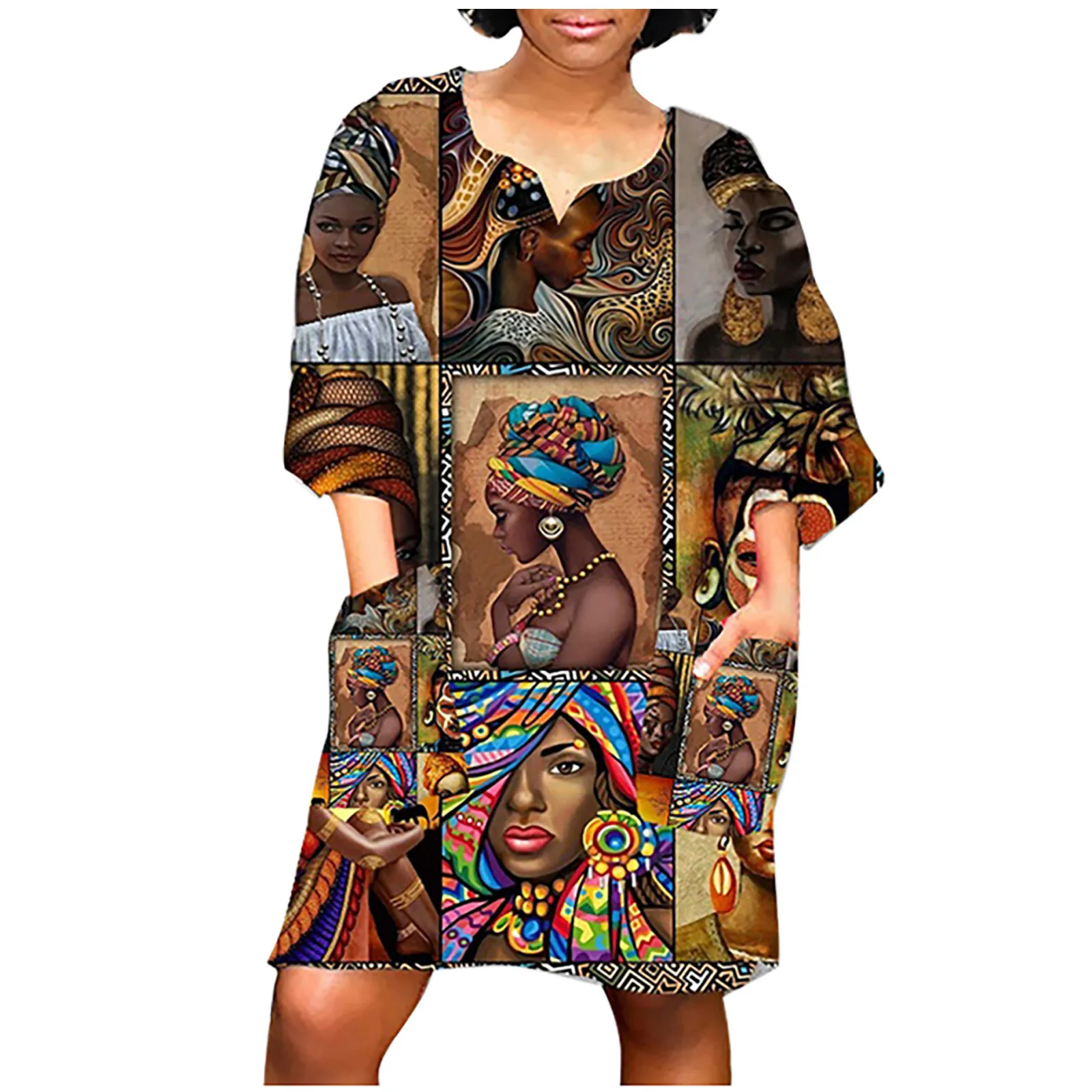 Vintage Fashion V Sleeve Print Women Mini African Casual Dress Middle Neck Women's Dress O Neck Fashion dress
Vintage Fashion V Sleeve Print Women Mini African Casual Dress Middle Neck Women's Dress O Neck Fashion dress
