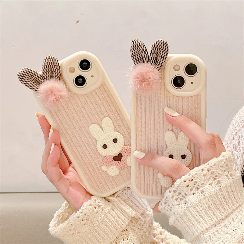 Lovely Pink Cartoon Animal Embroidered Cute Rabbit Hair Rear Cover Mobile Phone Case for iPhone 14 13 12 11 ProMax for Girls
Lovely Pink Cartoon Animal Embroidered Cute Rabbit Hair Rear Cover Mobile Phone Case for iPhone 14 13 12 11 ProMax for Girls