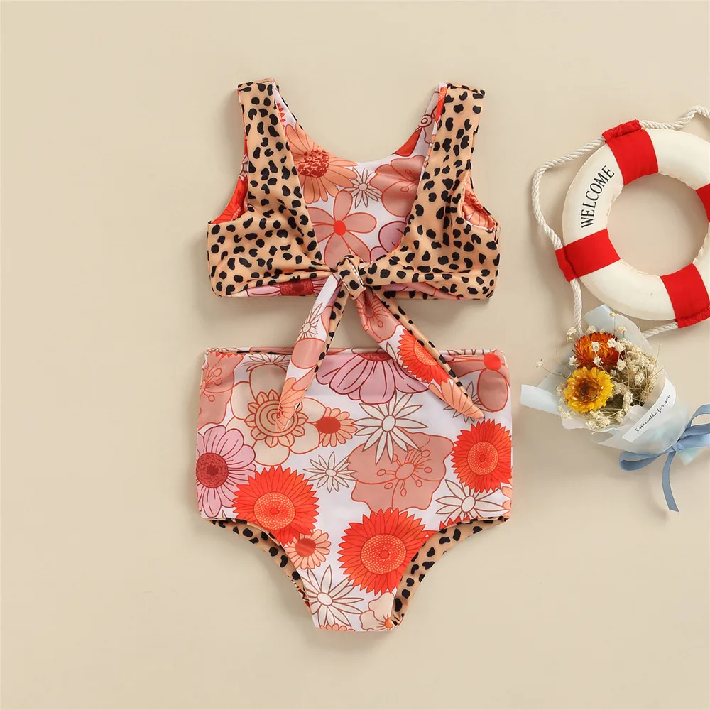 

Baby Girl Bikini Tankini Set Leopard Tank Top Vest Floral Shorts Briefs 6M-4Y Toddler Kids Summer Swimwear Swimsuit Bathing Suit