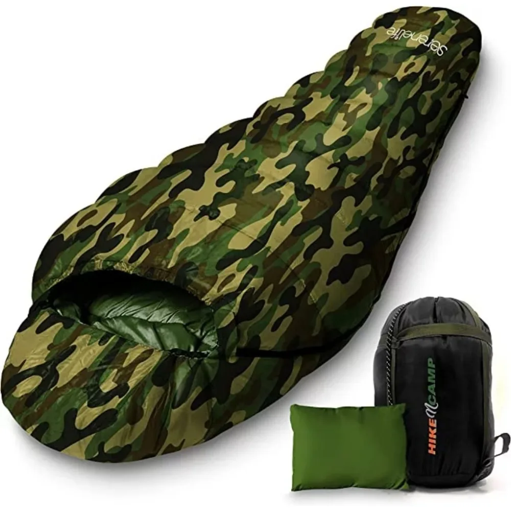 

Backpacking Sleeping Bag Camping Gear Mummy Sleeping Bag for Adults/Teens W/ Pillow Bag Nature Hike Tourism Bags Camp Gears