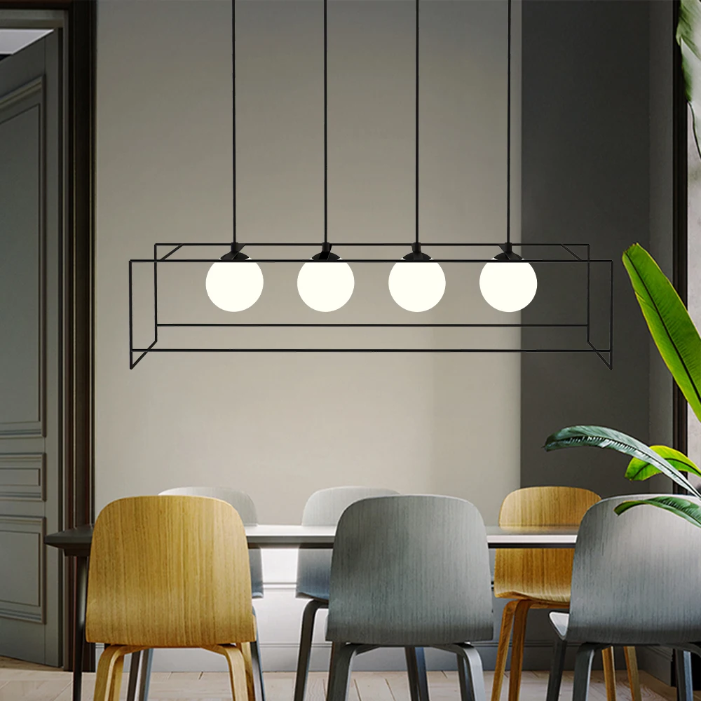 Nordic Pendant Lamp for Kitchen Balck Iron Home Decor Geometric Metal Hanging Lights Bedroom Decoration White Glass Ball G9
Nordic Pendant Lamp for Kitchen Balck Iron Home Decor Geometric Metal Hanging Lights Bedroom Decoration White Glass Ball G9