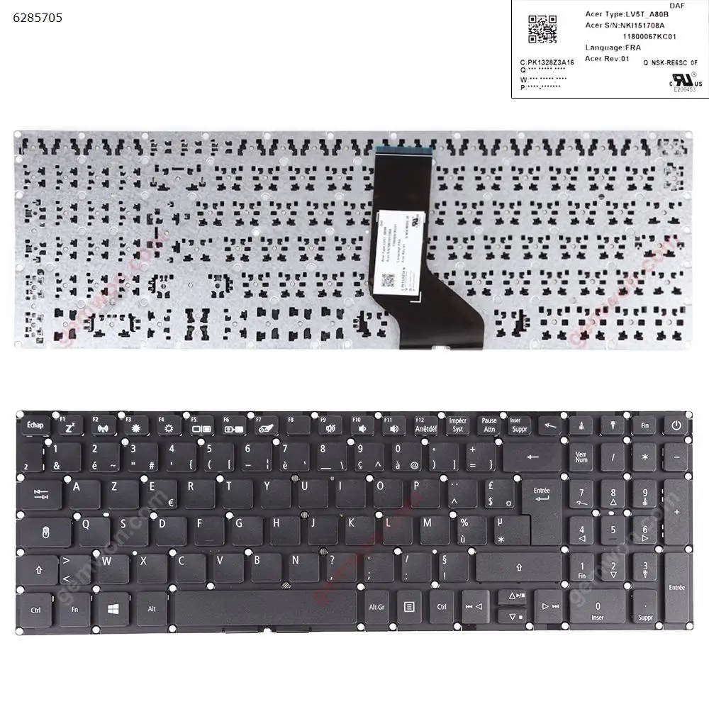Французская клавиатура AZERTY для Acer Aspire A315-32 A315-33 A315-41G A315-53G A715-72G Black A717-72G 0F NKI151708A
Французская клавиатура AZERTY для Acer Aspire A315-32 A315-33 A315-41G A315-53G A715-72G Black A717-72G 0F NKI151708A