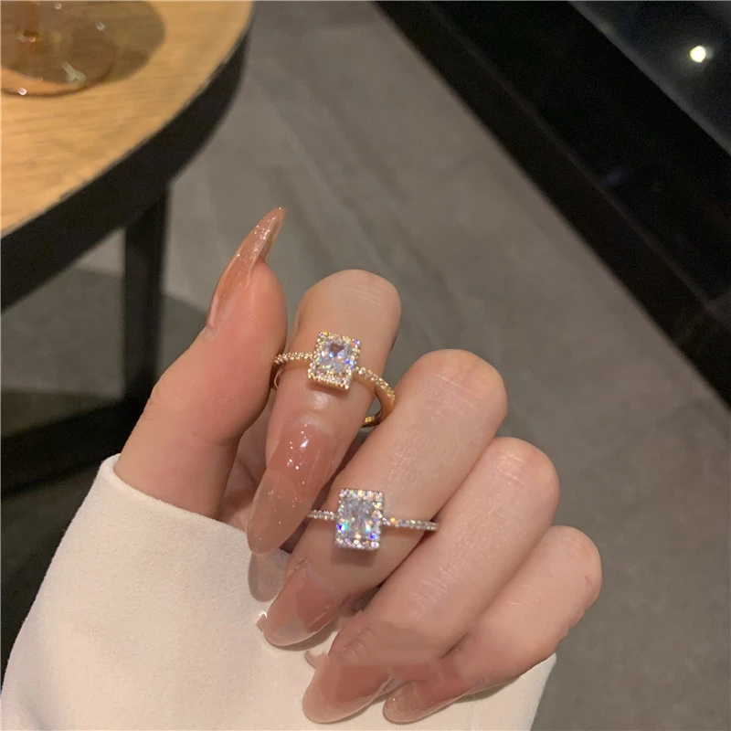 Sweet Gold Plated Zircon Square Brass Ring for Women French Open Adjustable Ring Wedding Jewelry
Sweet Gold Plated Zircon Square Brass Ring for Women French Open Adjustable Ring Wedding Jewelry