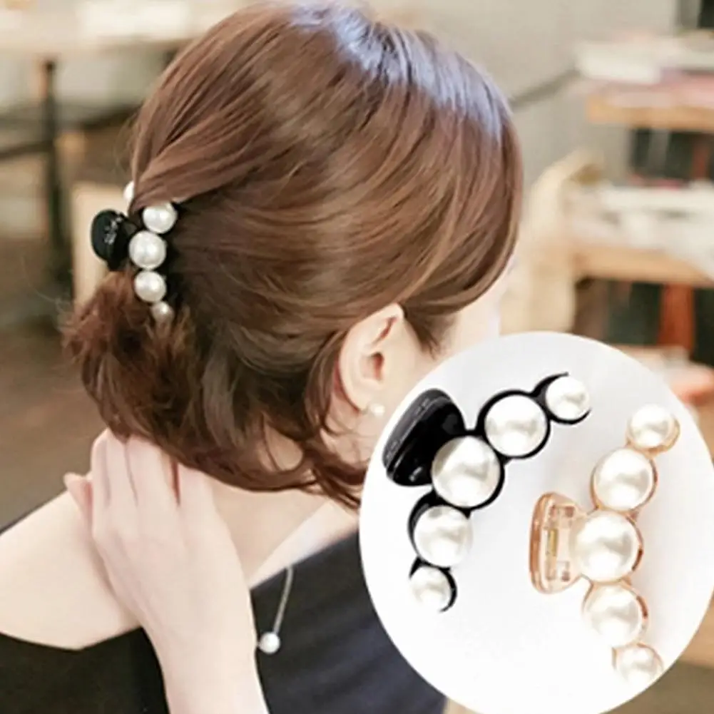 

Elegant Pearls Beads Hairpin For Women Fashion Geometric Hair Claw Barrettes Headwear Horsetail Hair Clips Hair Crab Accessories