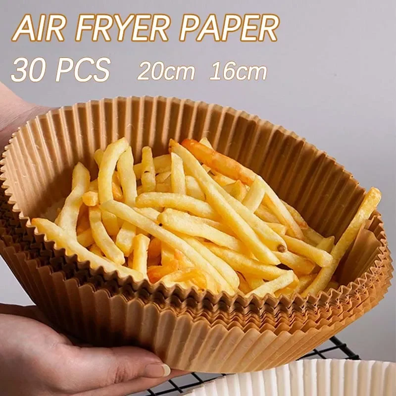 

50pcs 20/16cm Air Fryer Disposable Paper Parchment Wood Pulp Steamer Baking Paper for Air Fryer Cheesecake Air Fryer Accessories