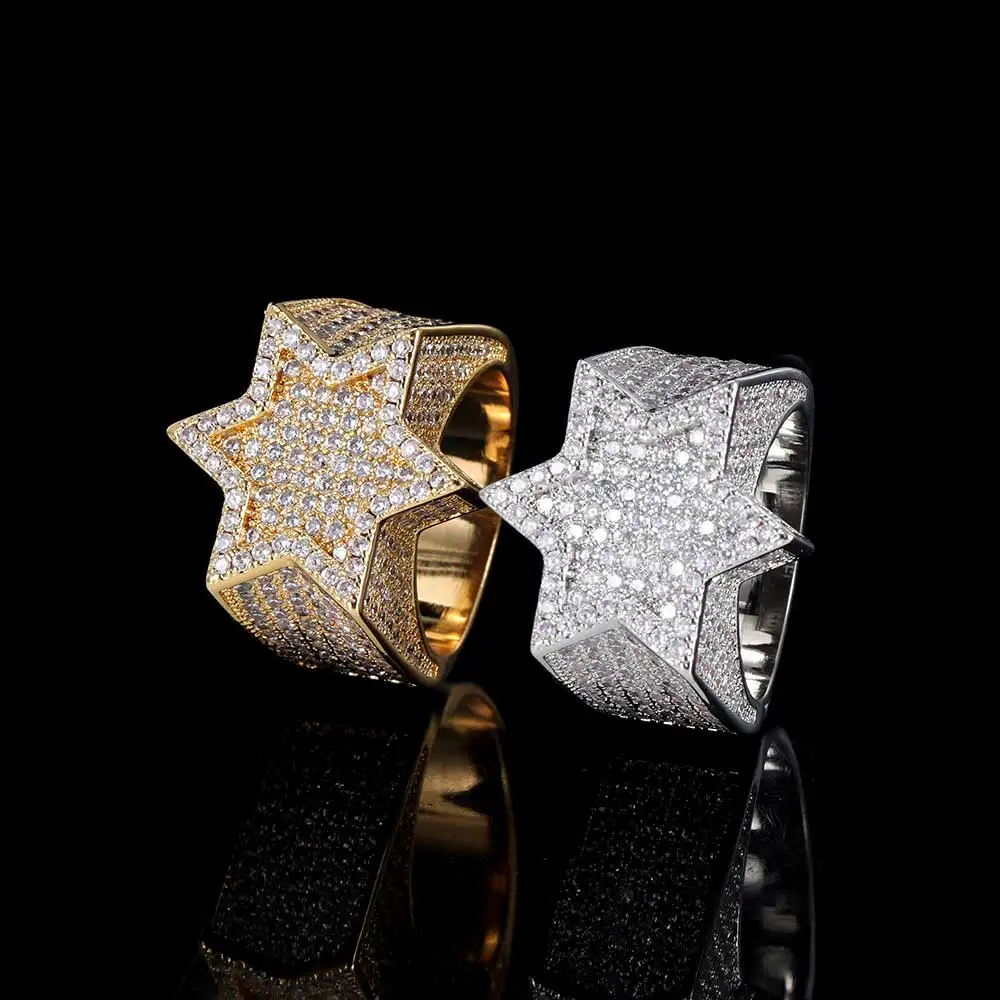New Style Hip Hop Rapper Rock Diamond Jewelry Hexagonal Star Micro Pave 3A CZ Stone Ring For Men
New Style Hip Hop Rapper Rock Diamond Jewelry Hexagonal Star Micro Pave 3A CZ Stone Ring For Men