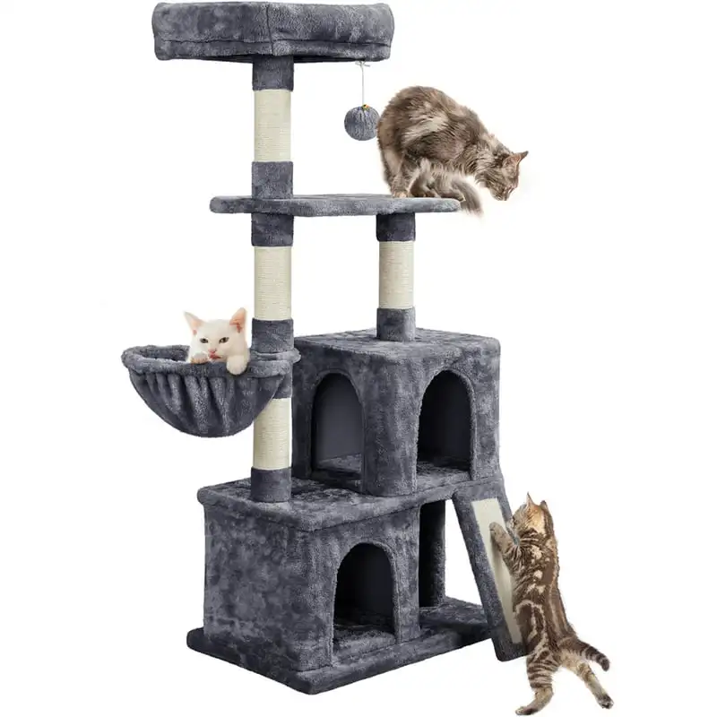Soft Plush Cat Tree Tower with Condos Perch Platform Basket Scratching Posts for Cats and Kittens, Dark Gray
Soft Plush Cat Tree Tower with Condos Perch Platform Basket Scratching Posts for Cats and Kittens, Dark Gray