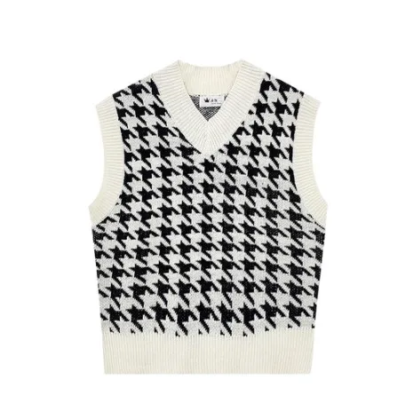 Женский вязаный жилет с рисунком «гусиные лапки» на весну и осень, модный свитер, клетчатая куртка без рукавов с V-образным вырезом и принтом... 
Женский вязаный жилет с рисунком «гусиные лапки» на весну и осень, модный свитер, клетчатая куртка без рукавов с V-образным вырезом и принтом...