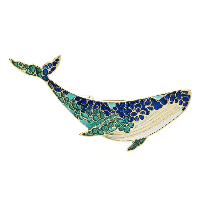 

Wuli&baby New Enamel Whale Brooches For Women High Quality Dolphin Sea Fish Brooch Pins Gifts